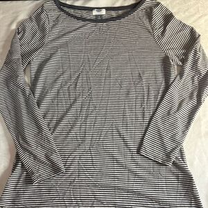Old navy woman’s large Striped Long Sleeve Top - charcoal and White
